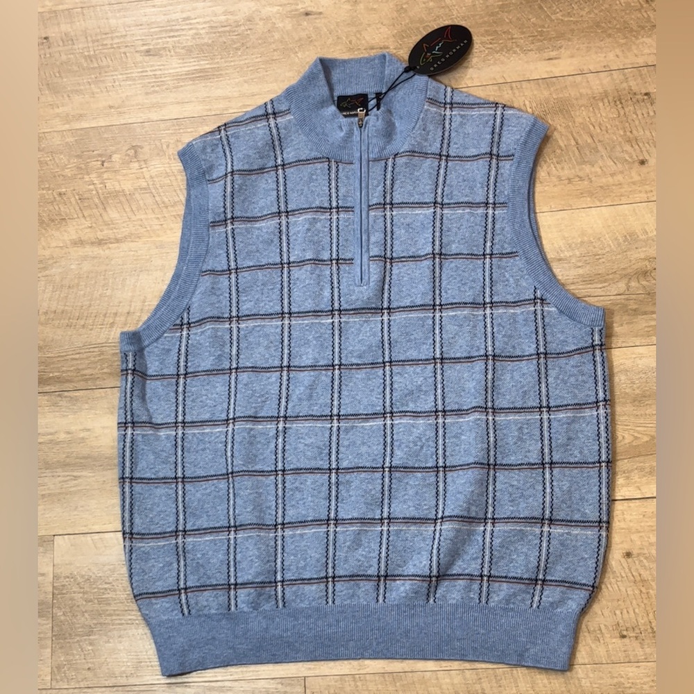 NWT Greg Norman Merino Wool 1/4 Zip Sweater Vest Size Large